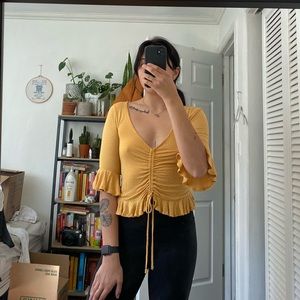 Urban outfitters yellow polka dot top